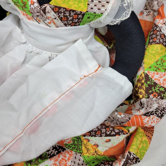 Handmade Primitive Folk Art Cloth Doll Shelf Sitter Patchwork Dress 17" - Picture 7 of 14